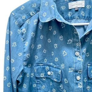 Ann Taylor LOFT Chambray Blue Shirt, Medium (8-10)